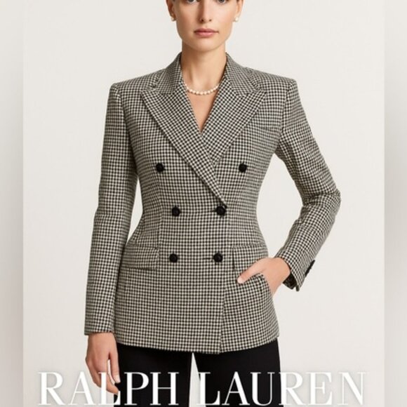 Ralph Lauren Jackets & Blazers - Ralph Lauren Black and White Houndstooth Double-Breasted Blazer sz 8